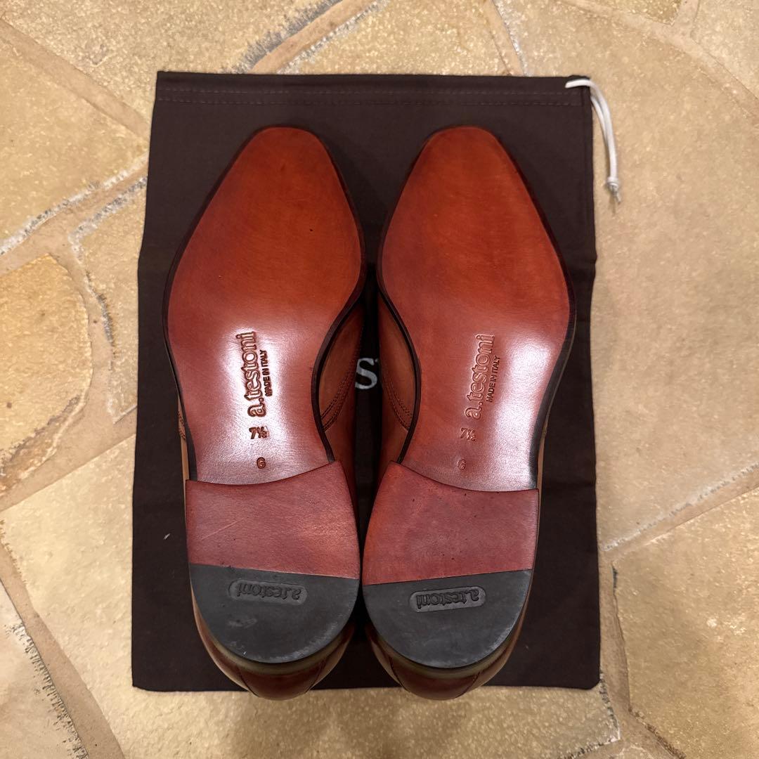 ⭐️美品⭐️a.testoniブラウンレザーウィングチップ ドレスシューズ（未使用）