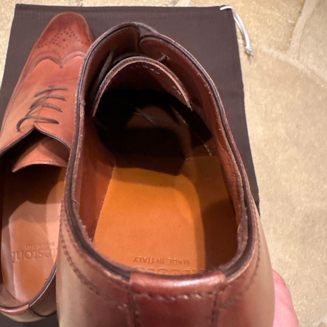 ⭐️美品⭐️a.testoniブラウンレザーウィングチップ ドレスシューズ（未使用）