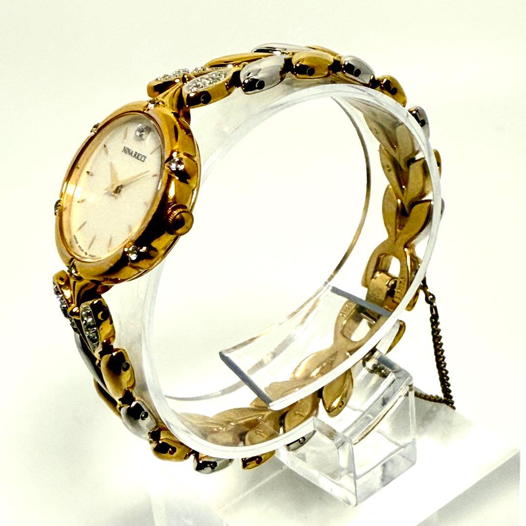 【稼働】ニナリッチ ドレスウォッチ 石付き 腕時計 クォーツ 4N20ー０２９０