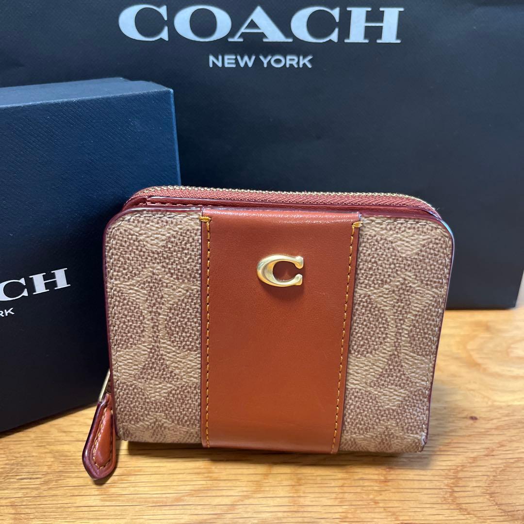 コーチ 二つ折り財布 ブラウン/ベージュ