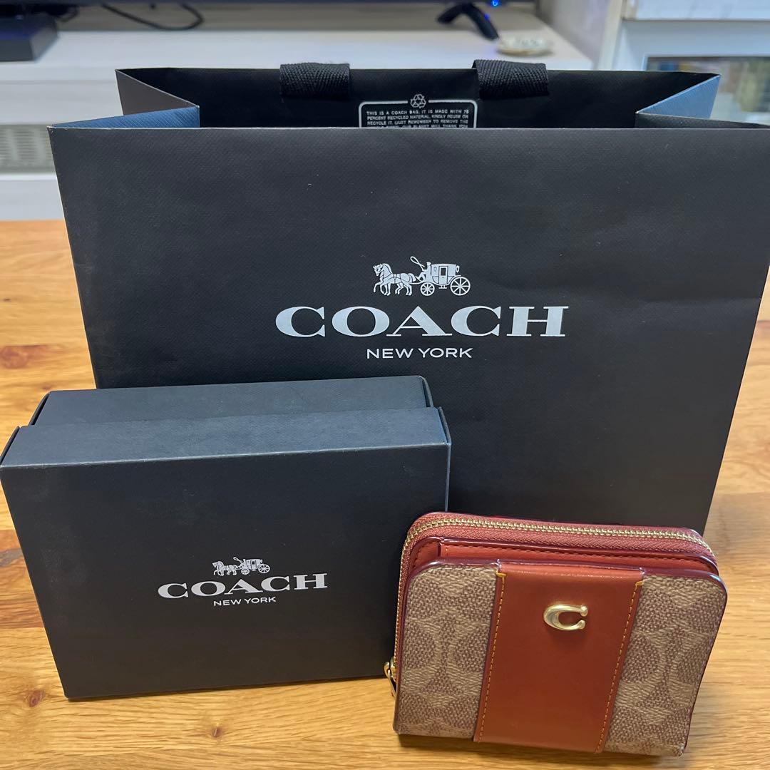 コーチ 二つ折り財布 ブラウン/ベージュ