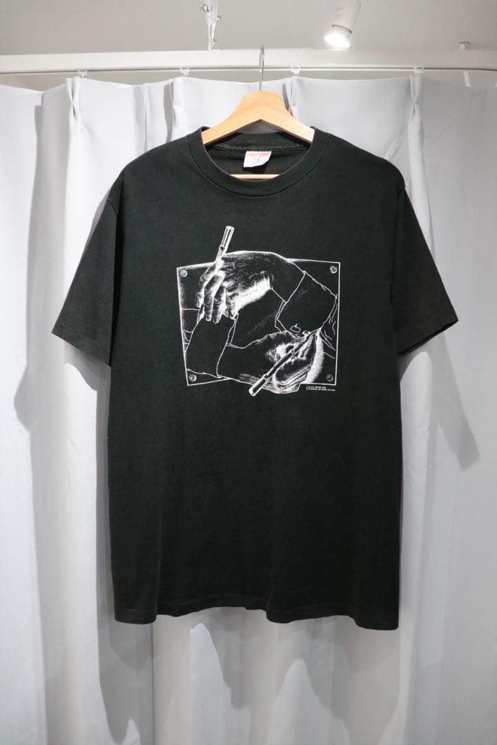 80s M.C.Escher エッシャー Tシャツ＋本 描く手 古着 ビンテージ