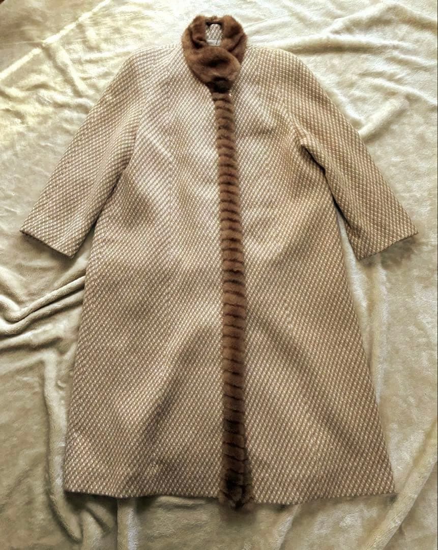 【IF-PISSARRO】カシミヤ100% ミンクファー　ロングコート