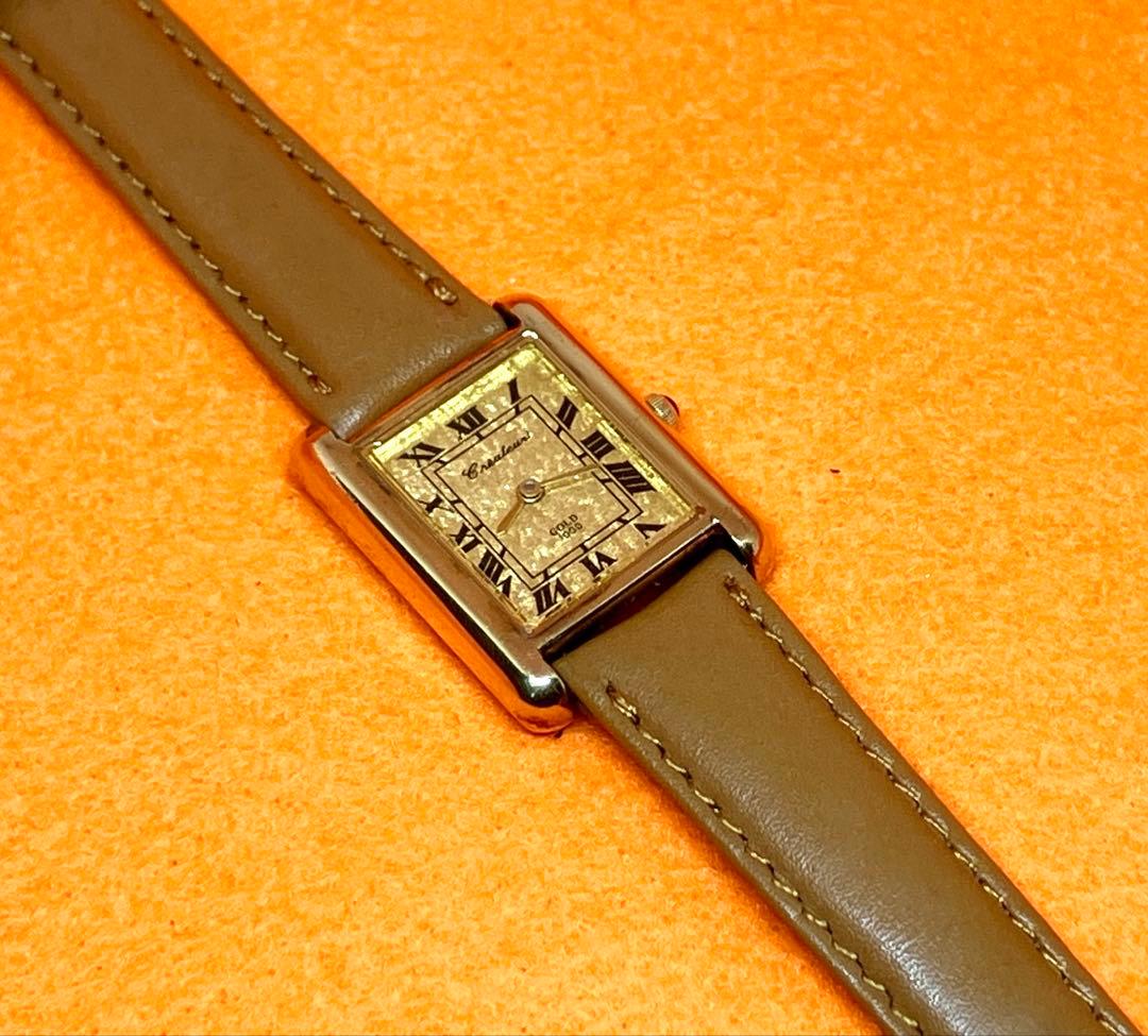 銀無垢ケースベルメイユChateau 腕時計 K24.G.F.タンクQZ稼働品