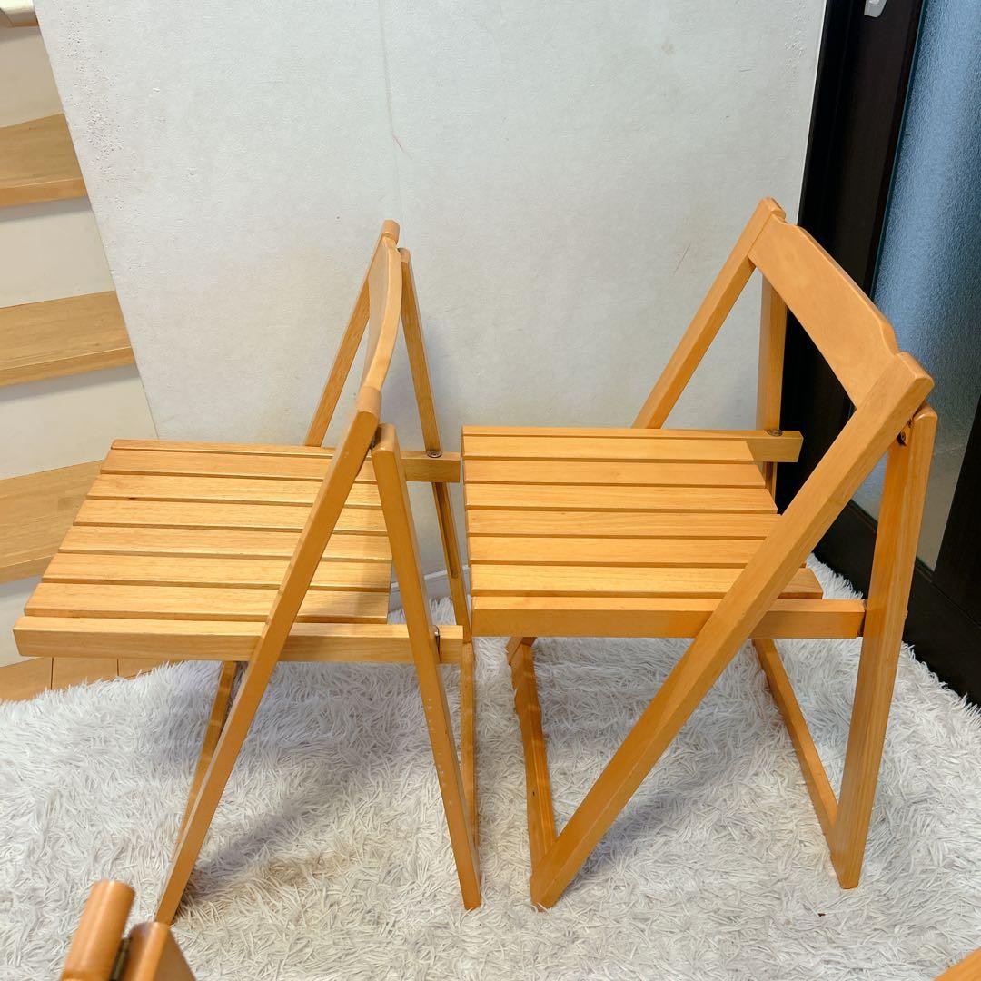 【4脚セット】折りたたみ椅子 フォールディングチェア 木製 チェア マレーシア製