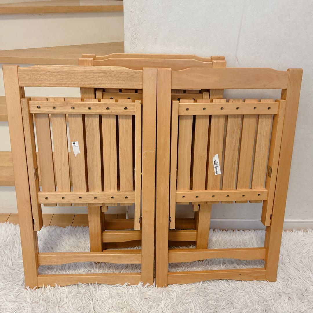 【4脚セット】折りたたみ椅子 フォールディングチェア 木製 チェア マレーシア製