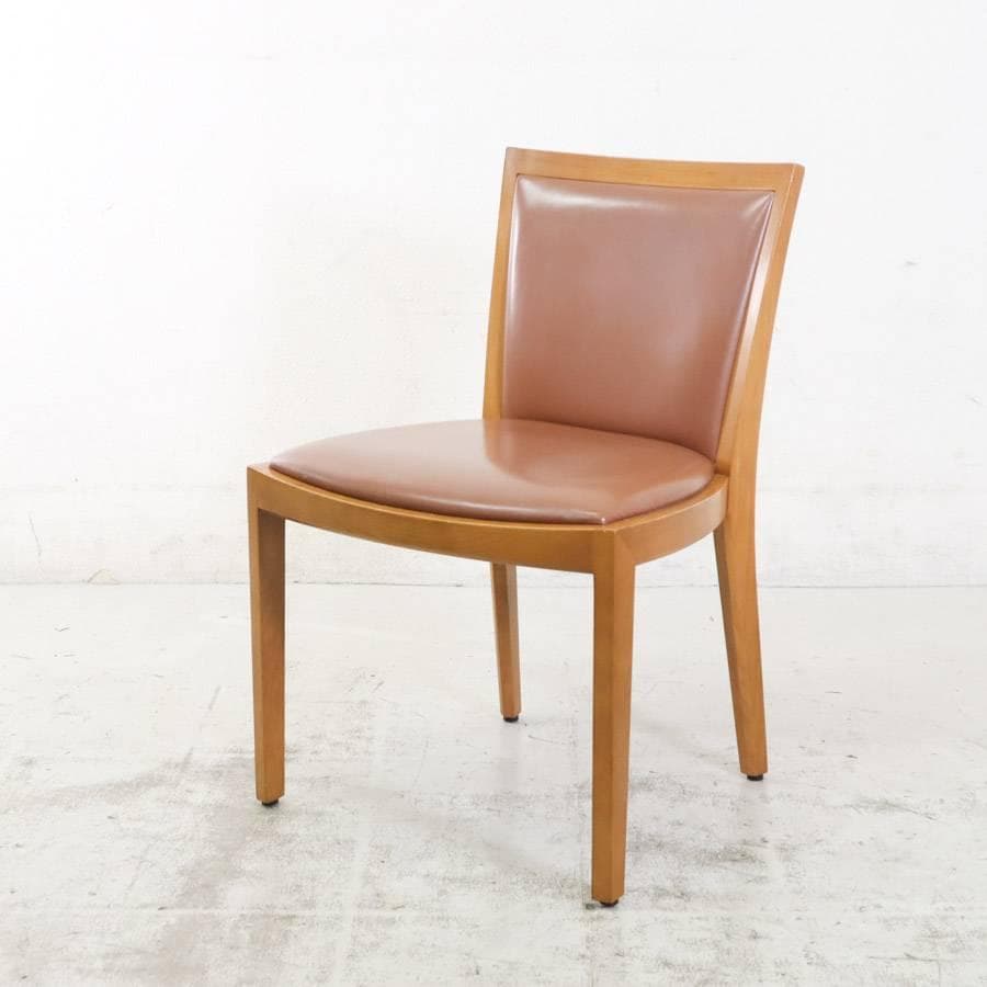 値下カンディハウス 旭川 ダイニングチェア 本革張り ブラウン系