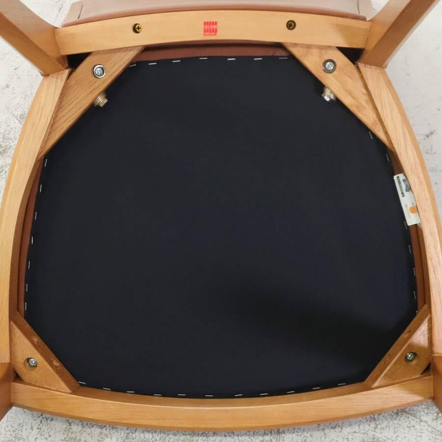 値下カンディハウス 旭川 ダイニングチェア 本革張り ブラウン系