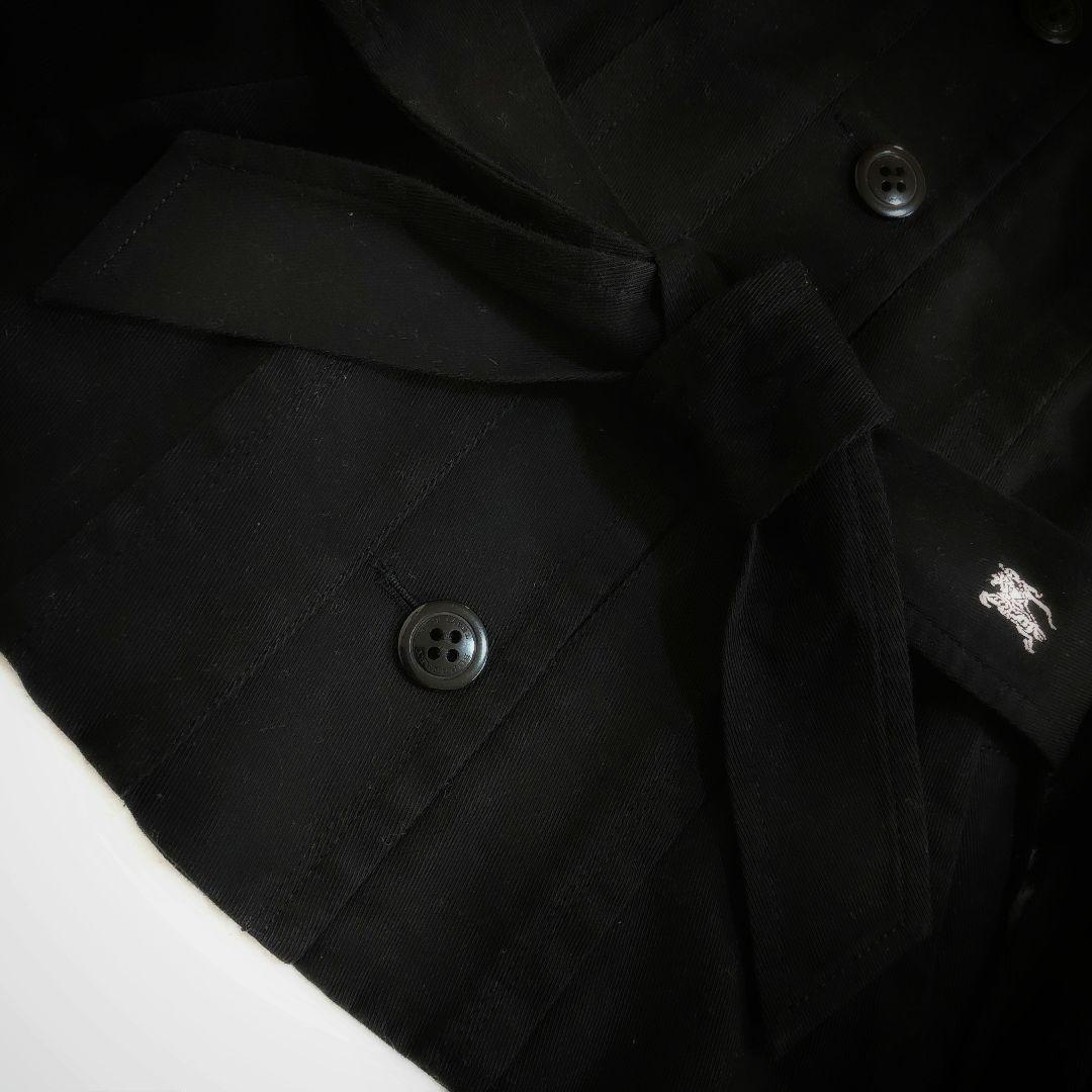 バーバリーブルーレーベル　トレンチ　コットンリネン　ショート　ホース刺繍　黒