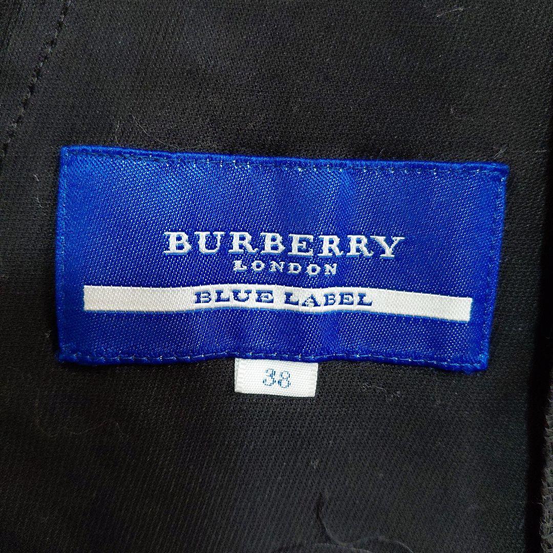 バーバリーブルーレーベル　トレンチ　コットンリネン　ショート　ホース刺繍　黒