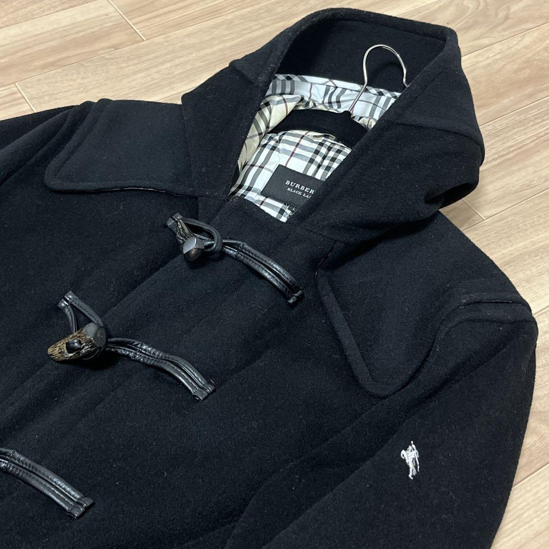 バーバリー ブラックレーベル　メンズ ダッフルコート Lサイズ　牛革紐
