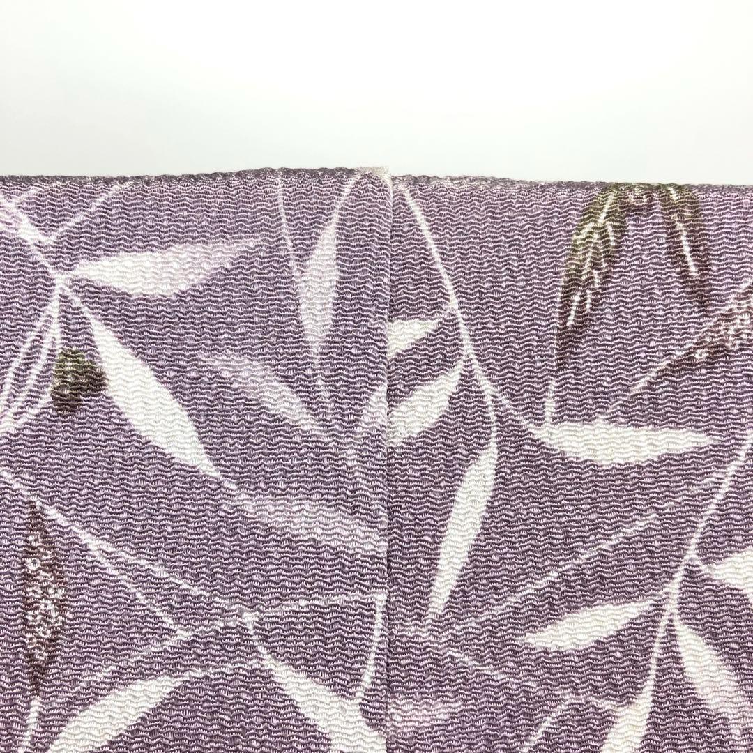 ☆ 小紋 葉っぱ模様 鬼しぼ縮緬 薄紫色 トールサイズ K-3660