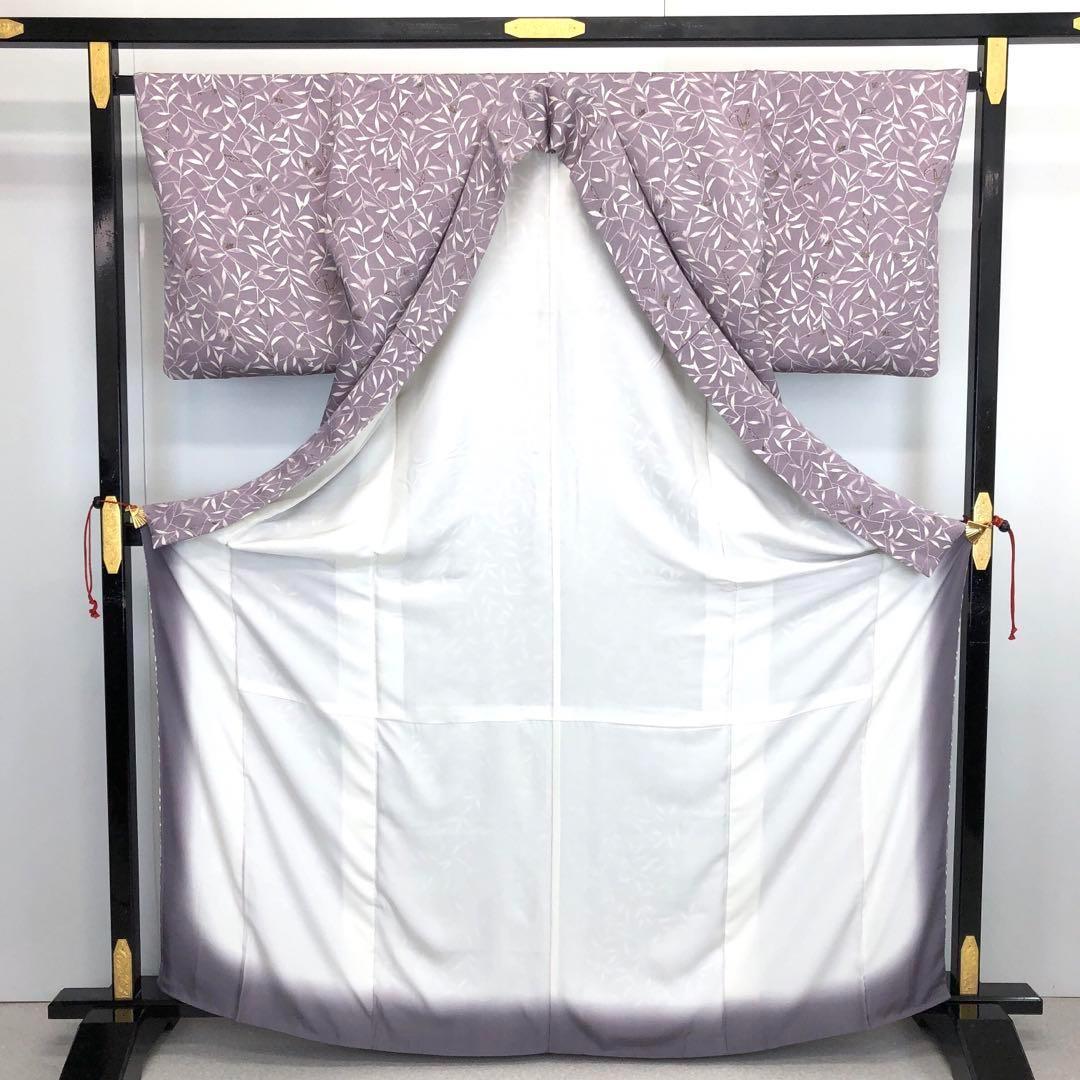 ☆ 小紋 葉っぱ模様 鬼しぼ縮緬 薄紫色 トールサイズ K-3660