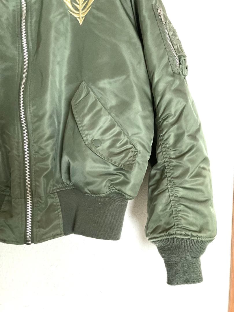 激レア ガンダム ジオン軍 MA-1 ワッペン フライトジャケット カーキ L
