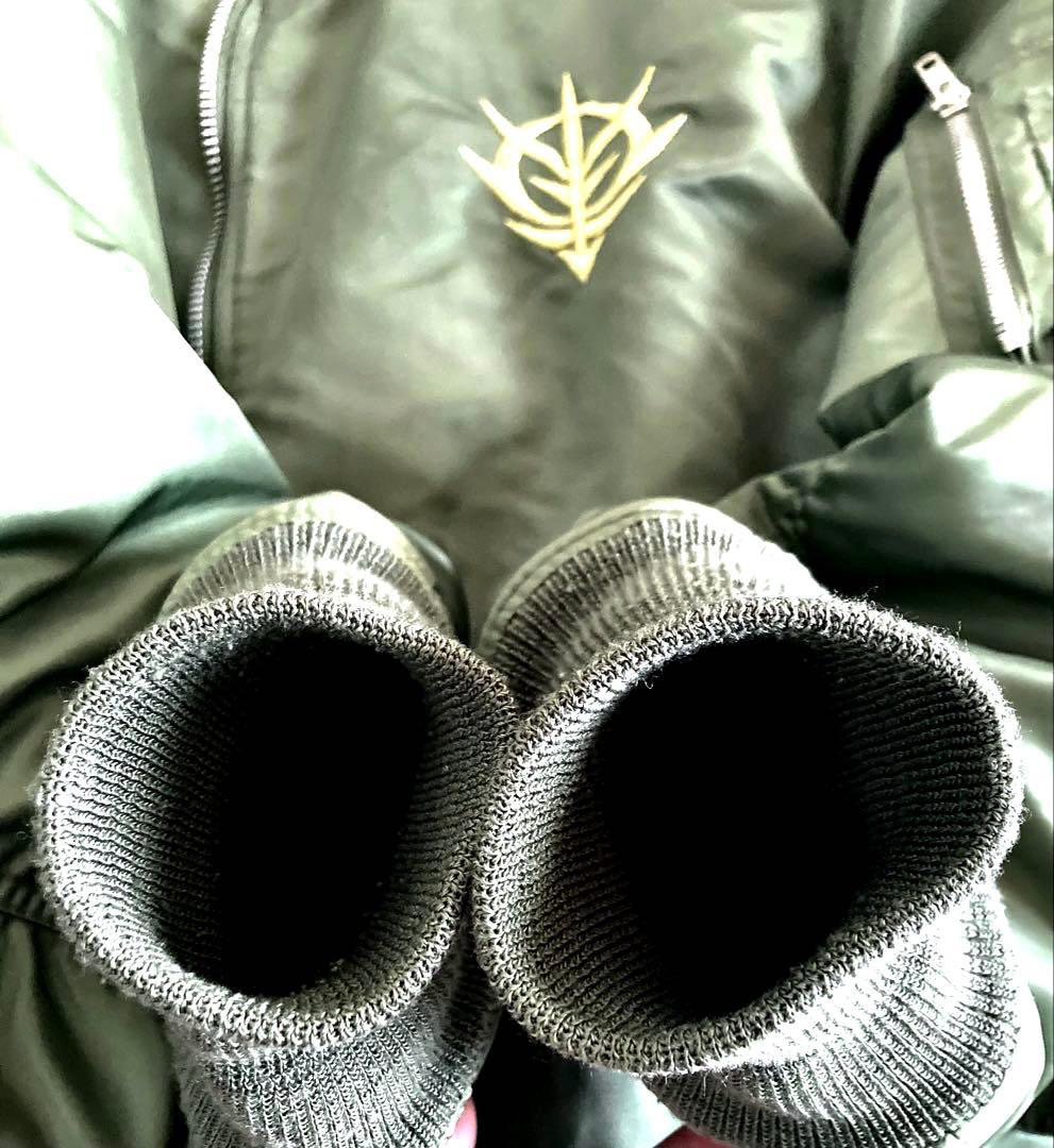 激レア ガンダム ジオン軍 MA-1 ワッペン フライトジャケット カーキ L