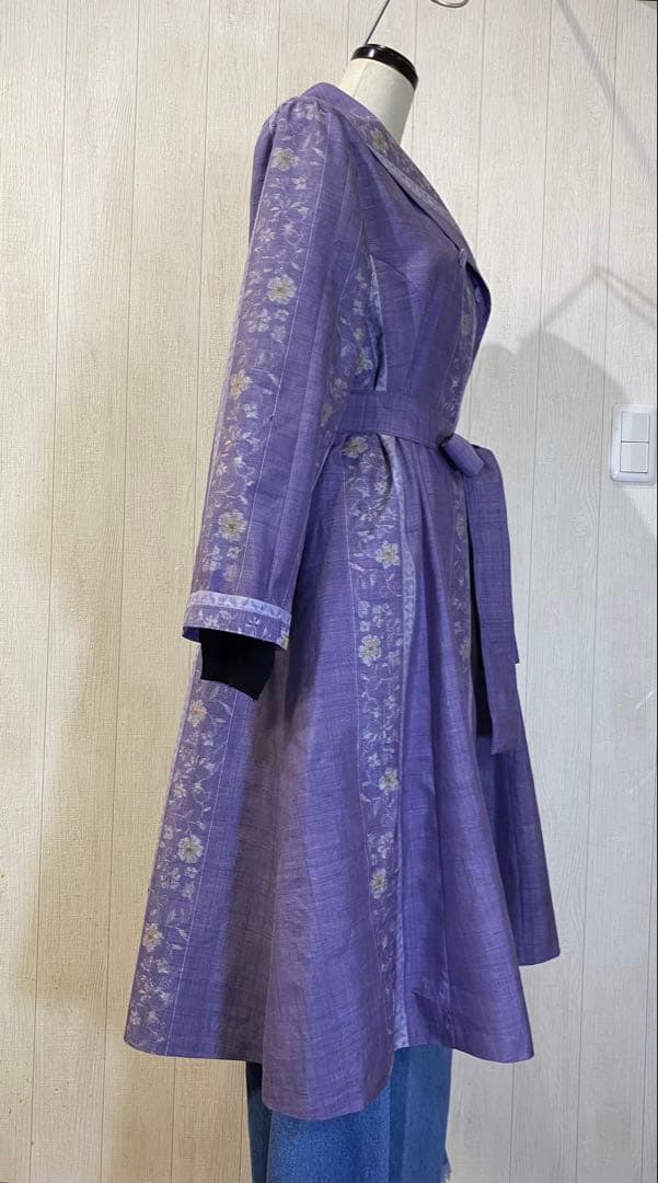 正絹紬 ヘチマカラー プリンセスライン ワンピース コート