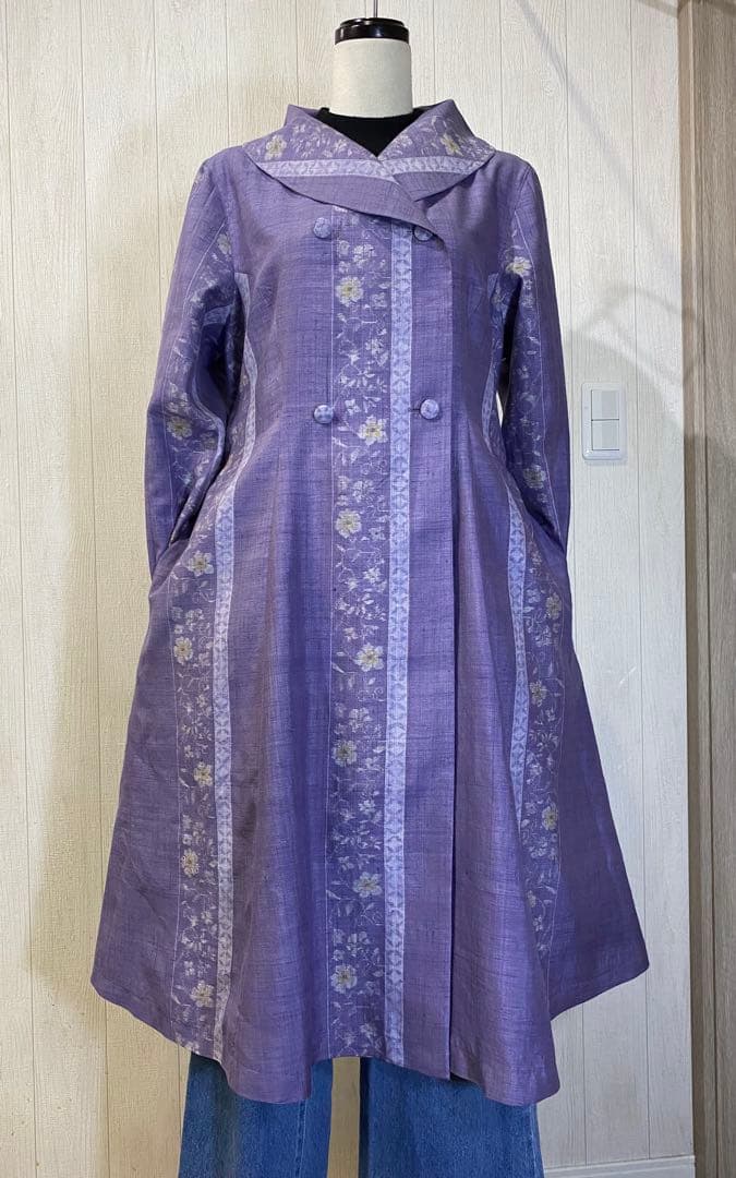 正絹紬 ヘチマカラー プリンセスライン ワンピース コート