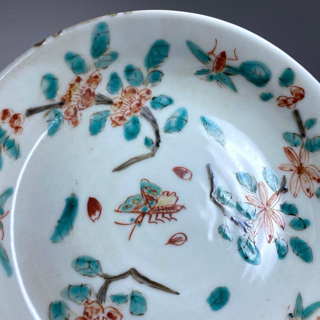 中国明時代　南京赤絵中皿5枚　木箱付　直径15㎝　東Y7-0210☆2Fトヒチサ