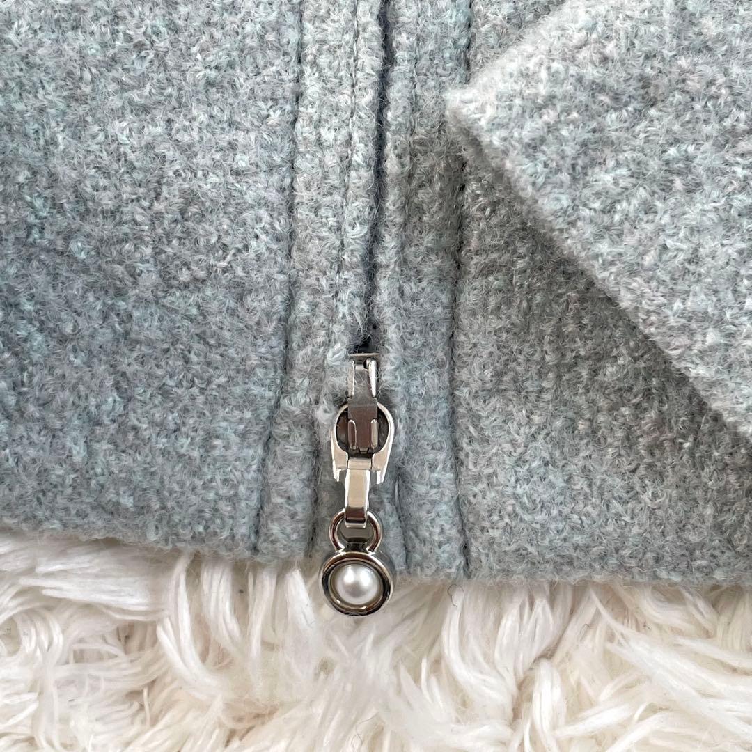 新品　ユキトリイ　フリル　ジャケット40サイズ パール　ジップアップ