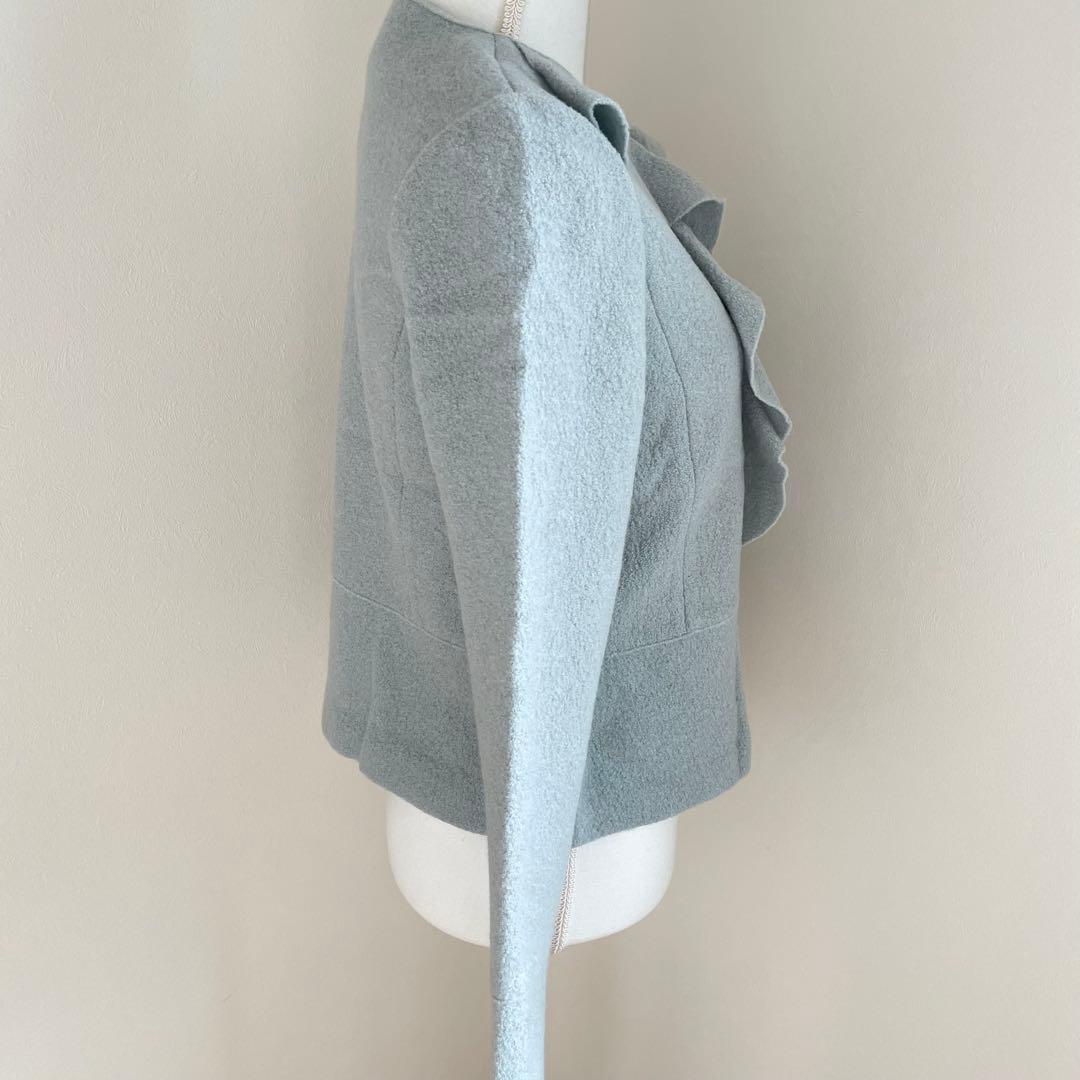 新品　ユキトリイ　フリル　ジャケット40サイズ パール　ジップアップ