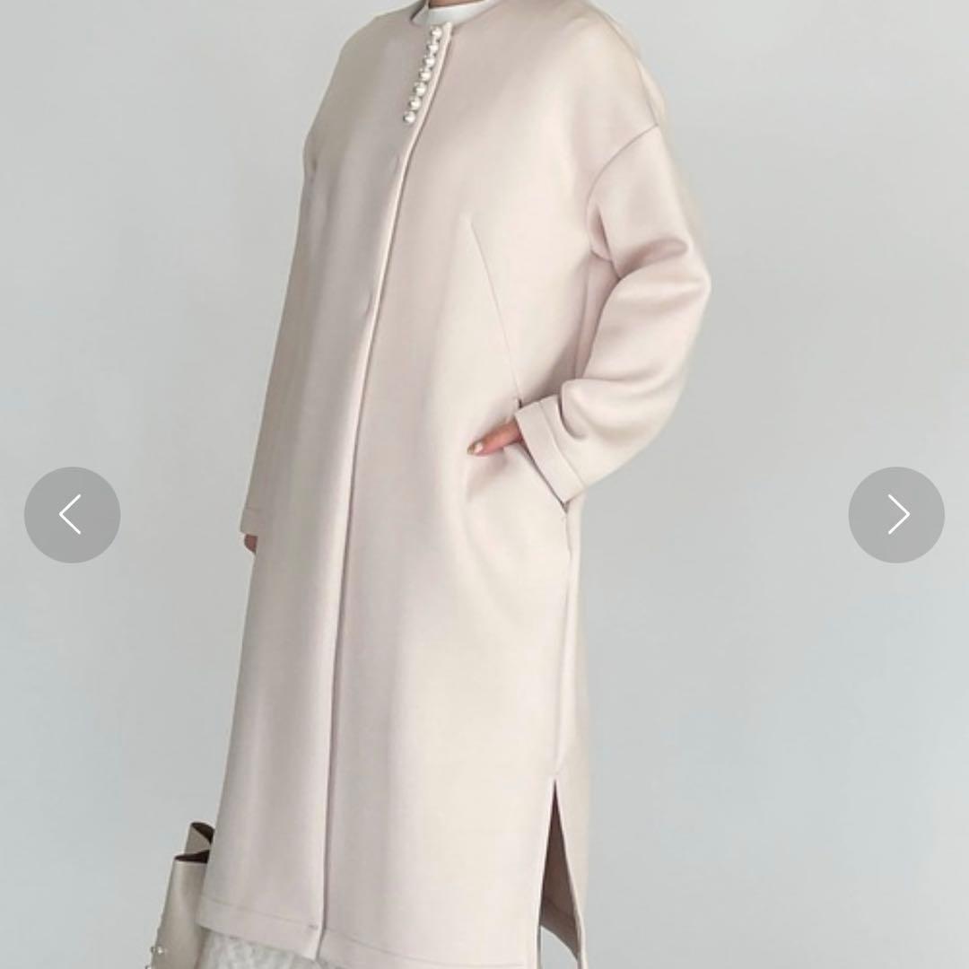 macaronron　タグ付未使用　PICCIN パール付ノーカラーコート