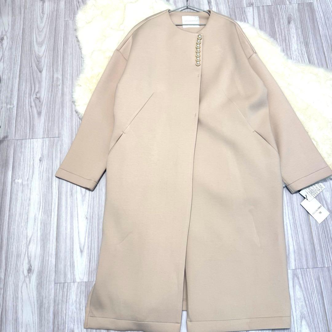 macaronron　タグ付未使用　PICCIN パール付ノーカラーコート