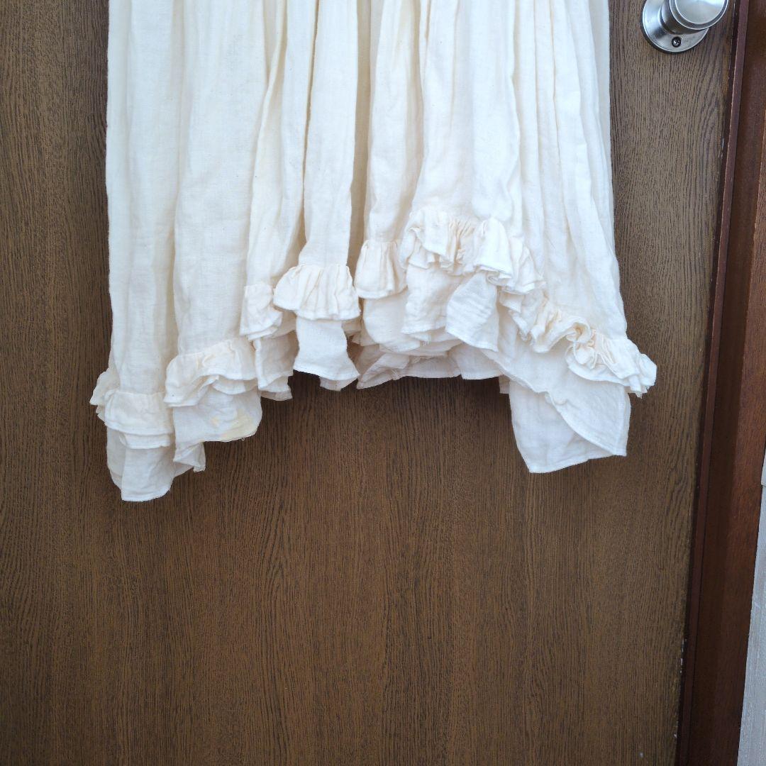 最終値下げyukahaseyama ワンピース　ナチュラル　コットンフリル付き