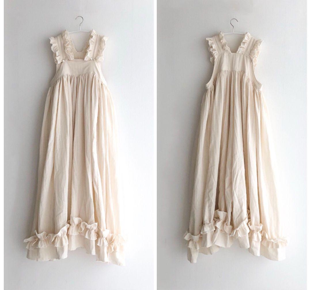 最終値下げyukahaseyama ワンピース　ナチュラル　コットンフリル付き