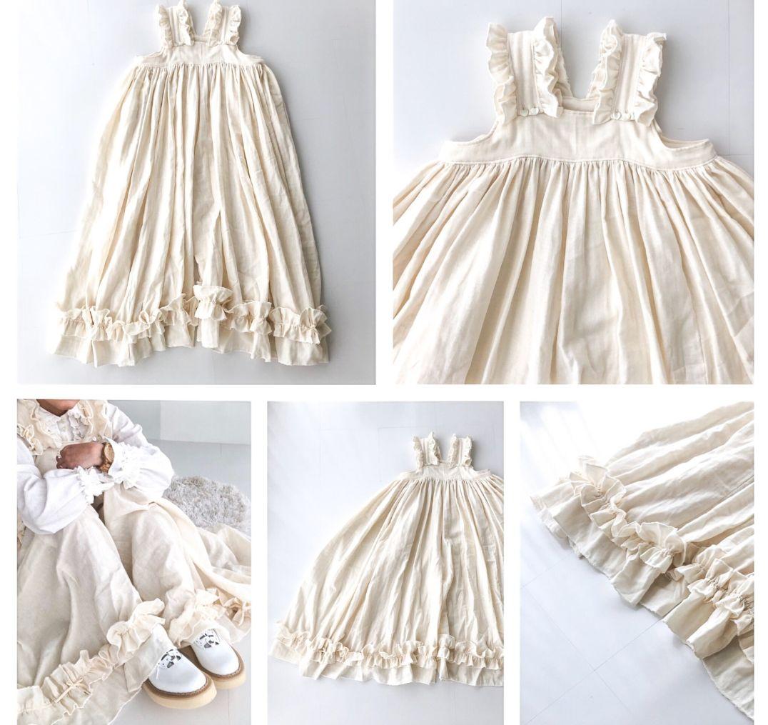 最終値下げyukahaseyama ワンピース　ナチュラル　コットンフリル付き