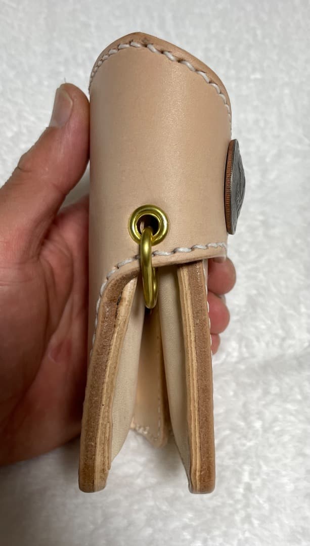 ヌメ革 極厚バイカーズウォレット USA1/2＄コンチョ