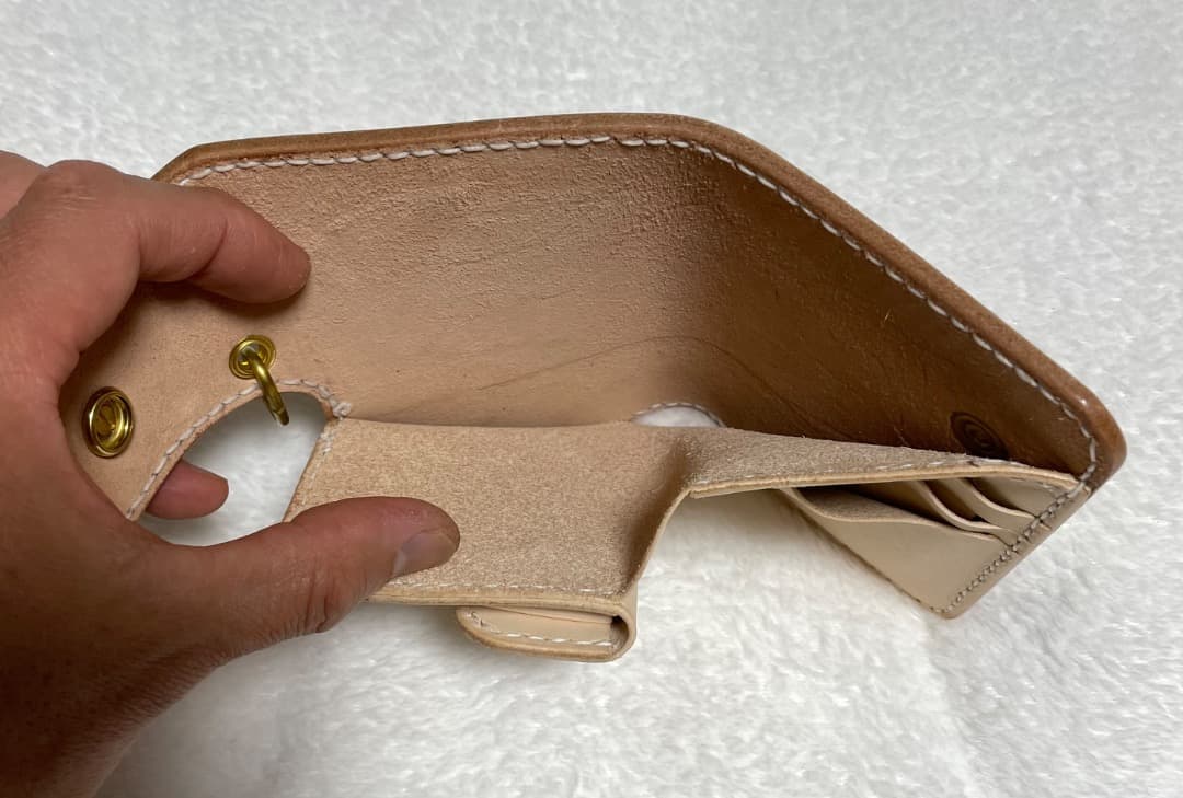 ヌメ革 極厚バイカーズウォレット USA1/2＄コンチョ