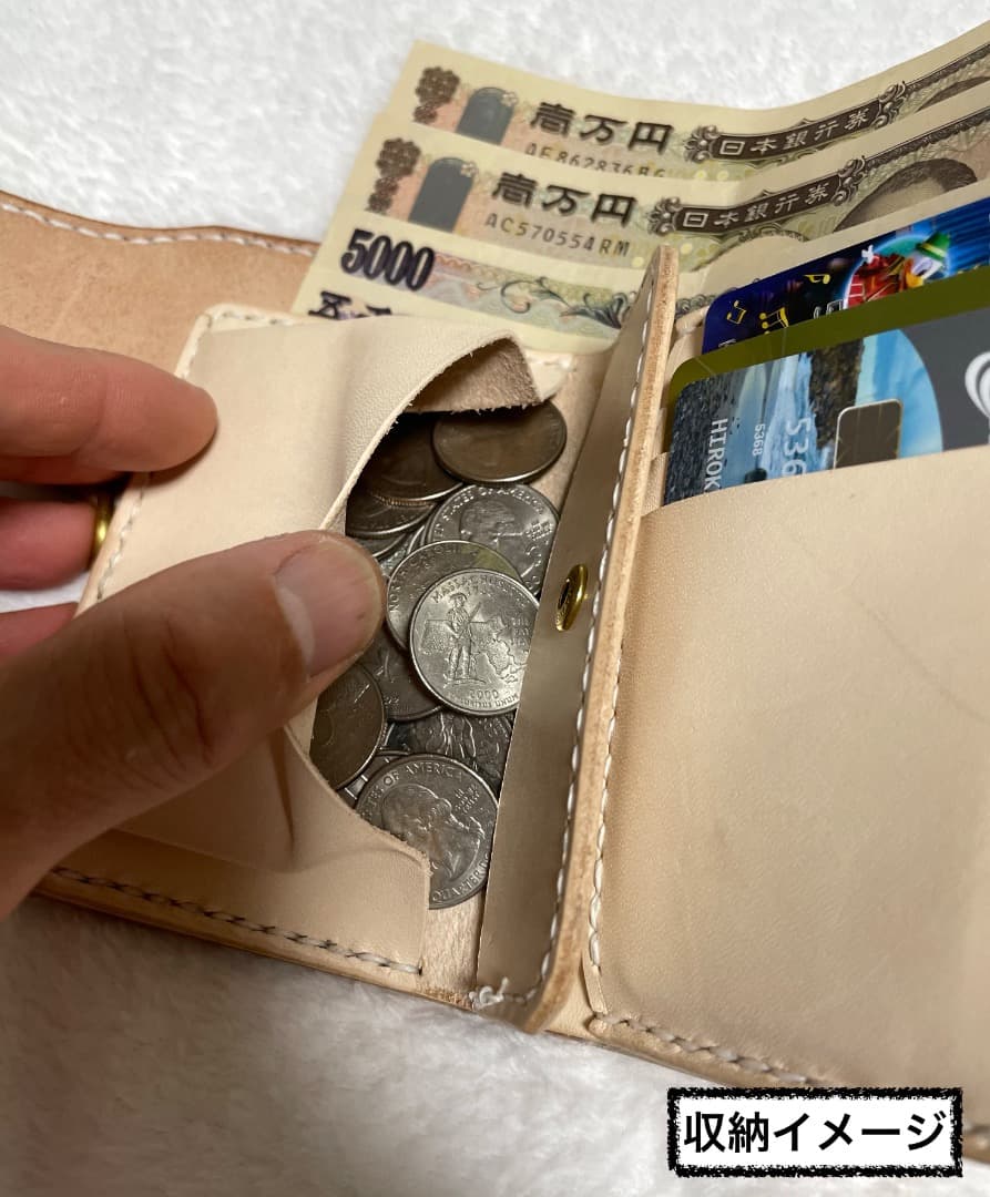 ヌメ革 極厚バイカーズウォレット USA1/2＄コンチョ