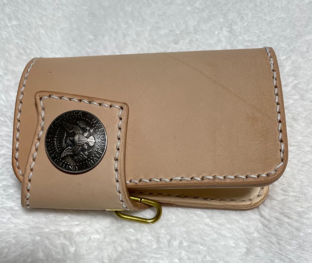 ヌメ革 極厚バイカーズウォレット USA1/2＄コンチョ