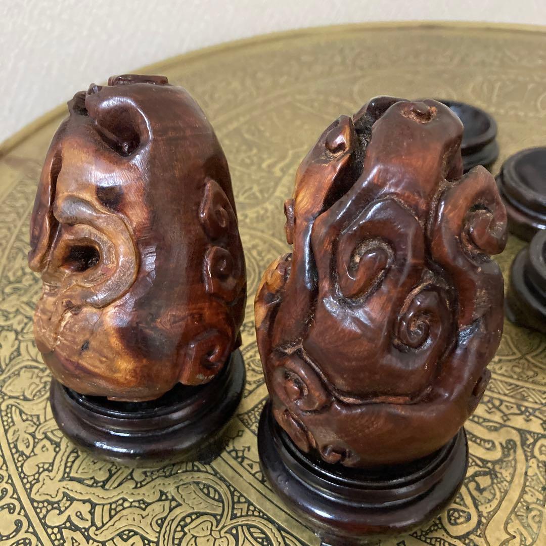 薔薇の根　珍品　中国　彫刻干支置物　12種　中国美術　根付けなどお好きな方