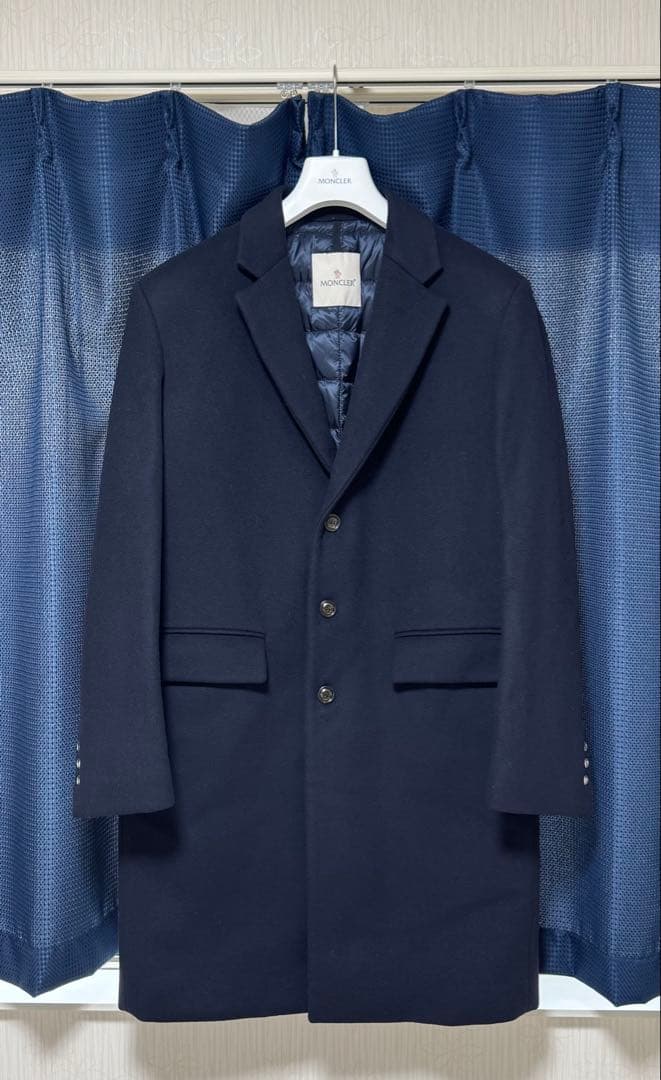 モンクレール チェスターコート ダウン　ネイビー