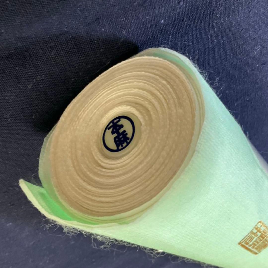 本麻　長襦袢　本麻紋紗　反物　流水　紅葉