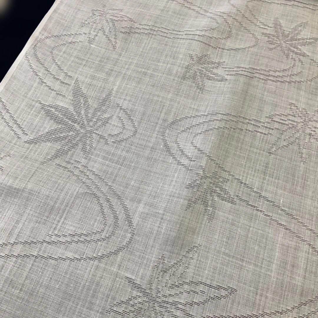 本麻　長襦袢　本麻紋紗　反物　流水　紅葉