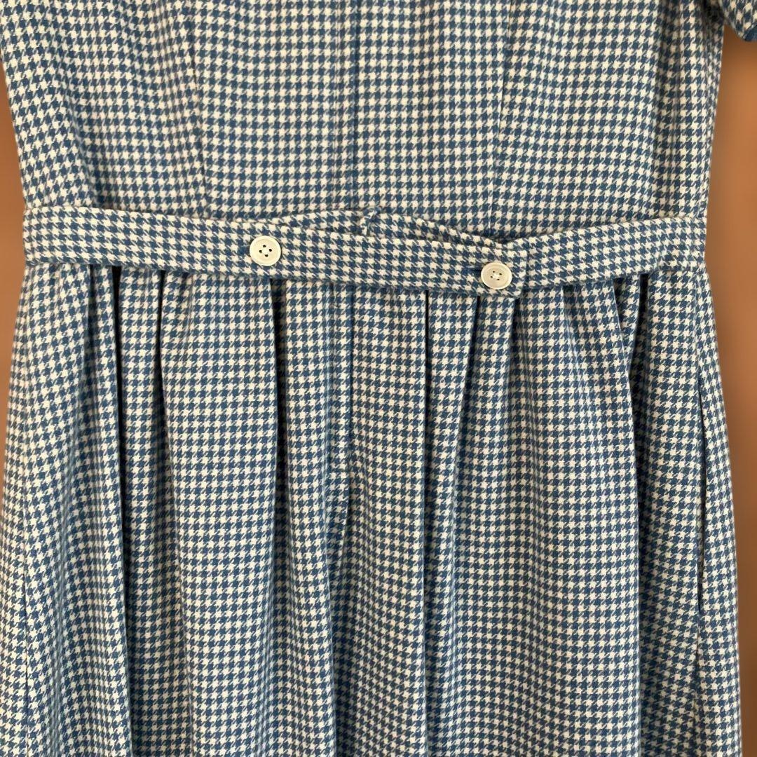 ファミリア　青と白のチェック柄ワンピースとジャケットセット　150