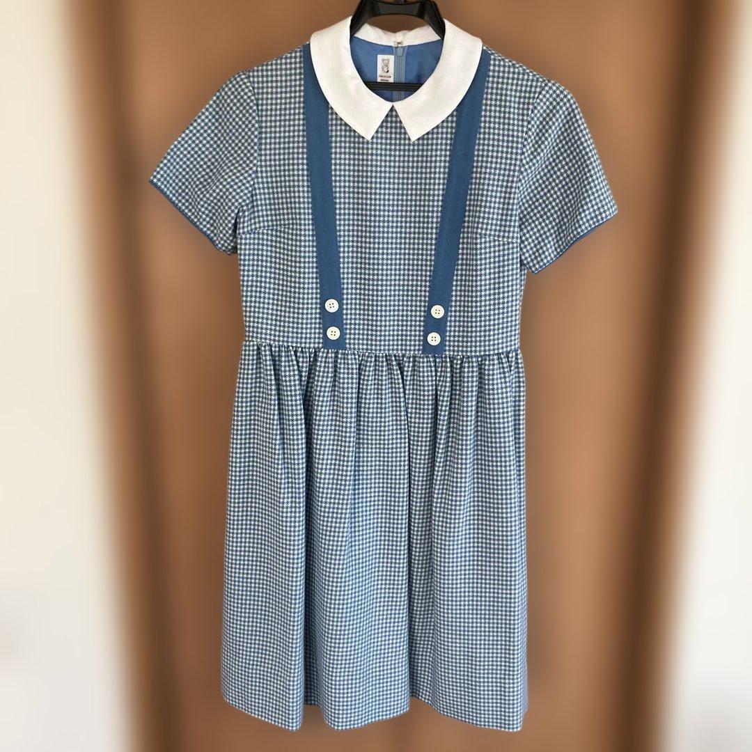 ファミリア　青と白のチェック柄ワンピースとジャケットセット　150