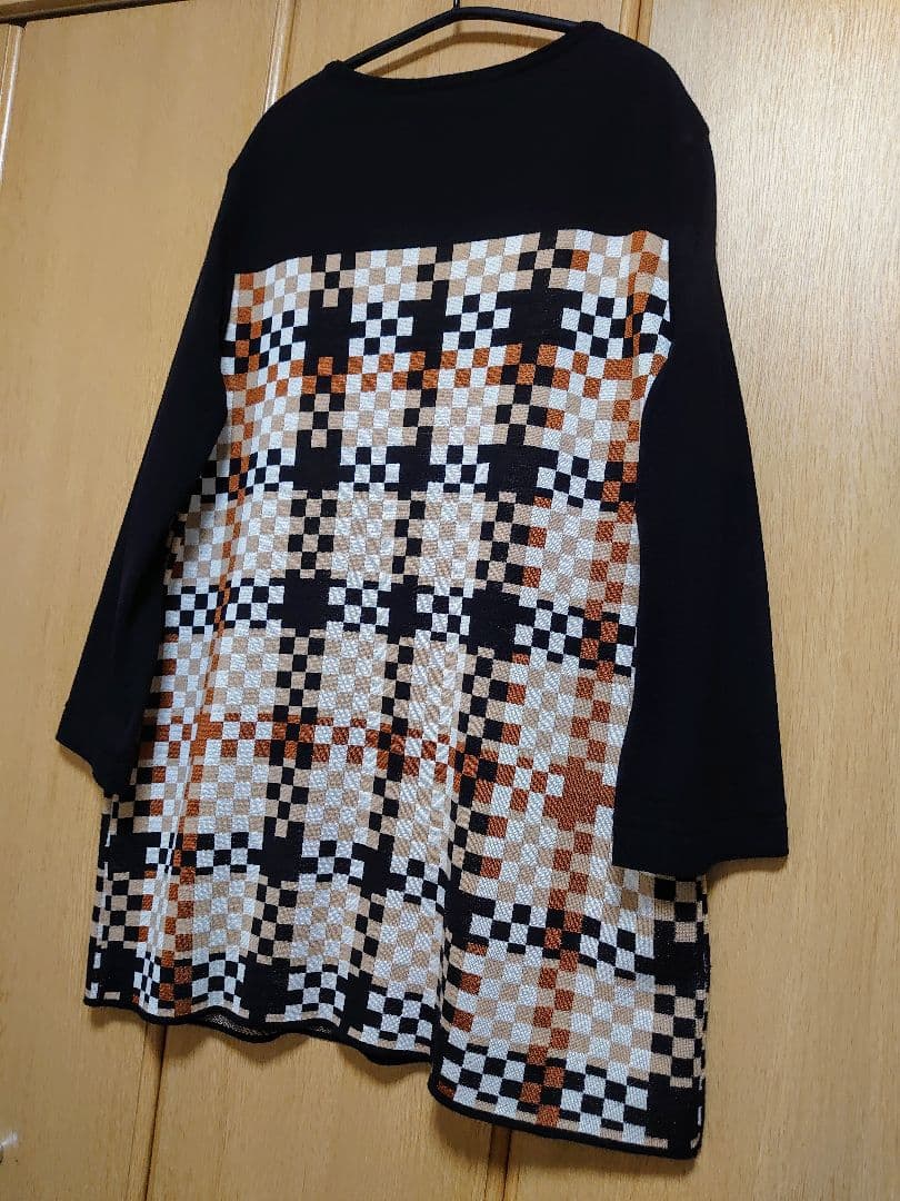 DAKS ダックス ビッグハウスチェック ニットチュニック 40〜42サイズ 黒