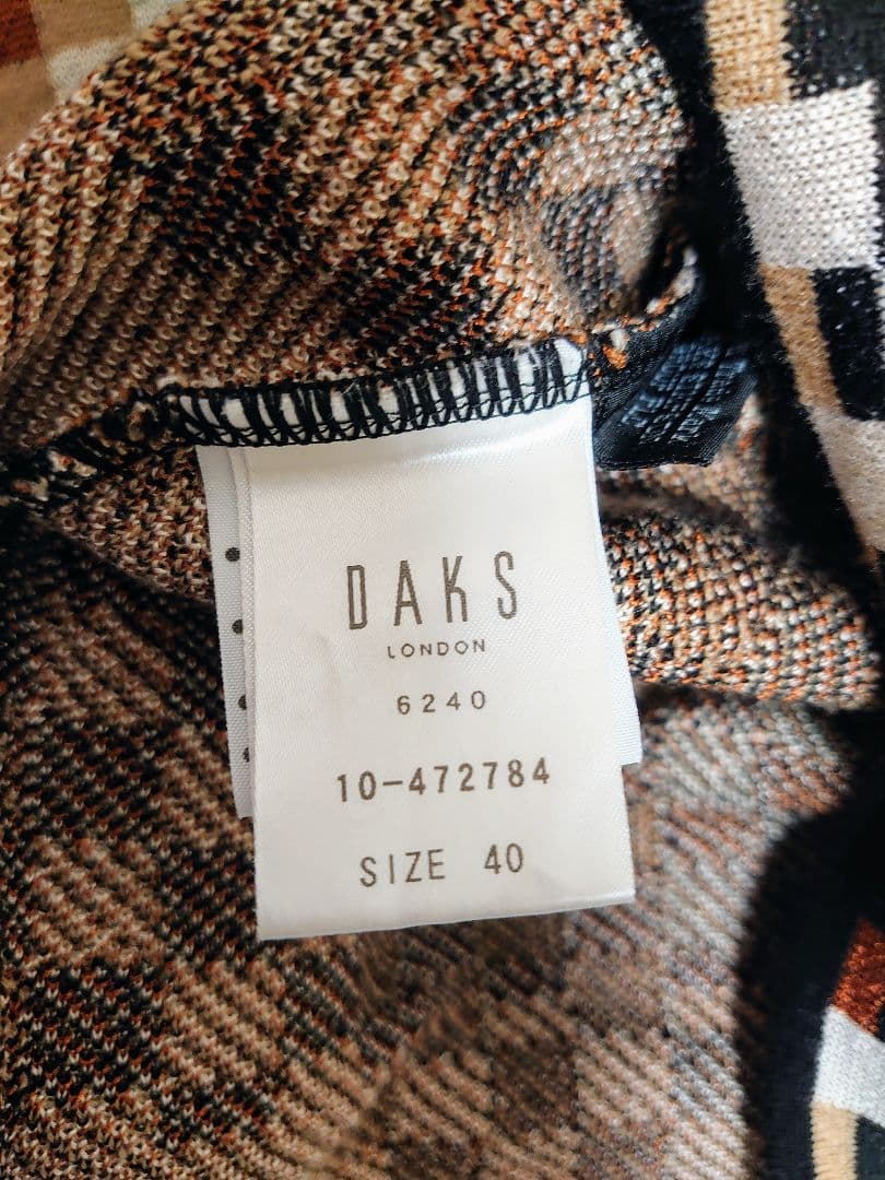 DAKS ダックス ビッグハウスチェック ニットチュニック 40〜42サイズ 黒