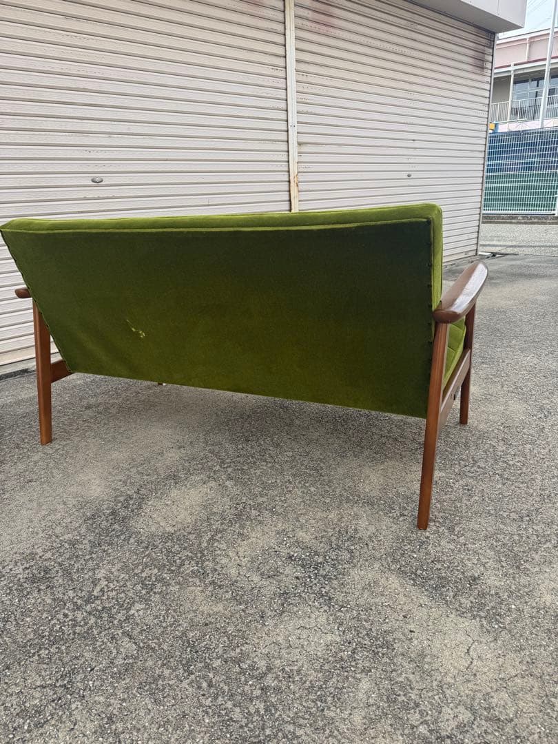 kチェア 60 カリモク モケットグリーン 北欧 ソファ シンプル 2シーター