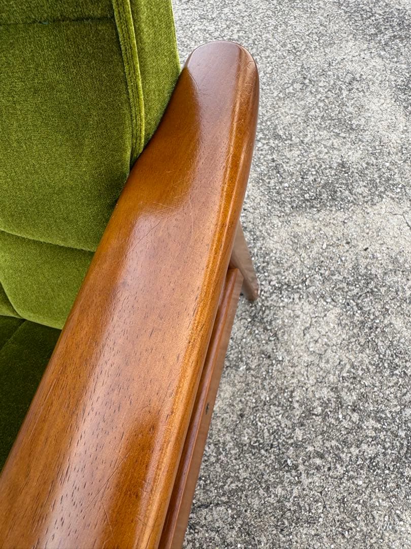 kチェア 60 カリモク モケットグリーン 北欧 ソファ シンプル 2シーター