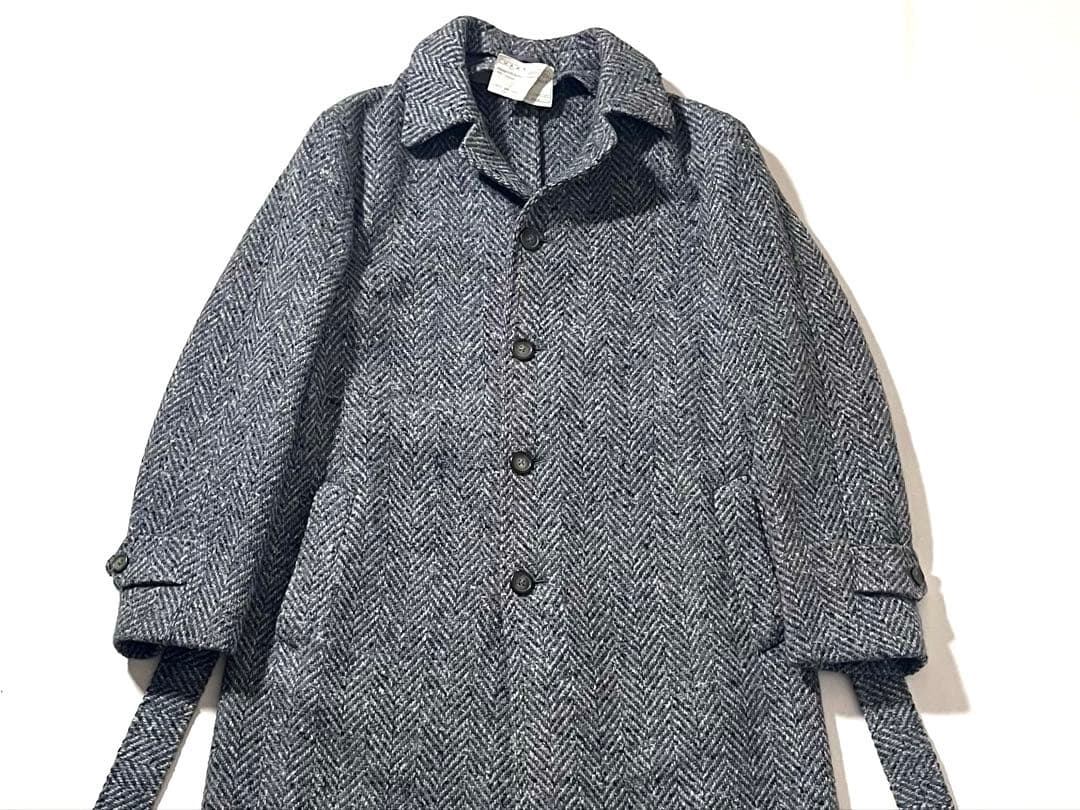 【美品】AGNONA　ステンカラー コート　ベルテッド　ツイード　ヘリンボーン