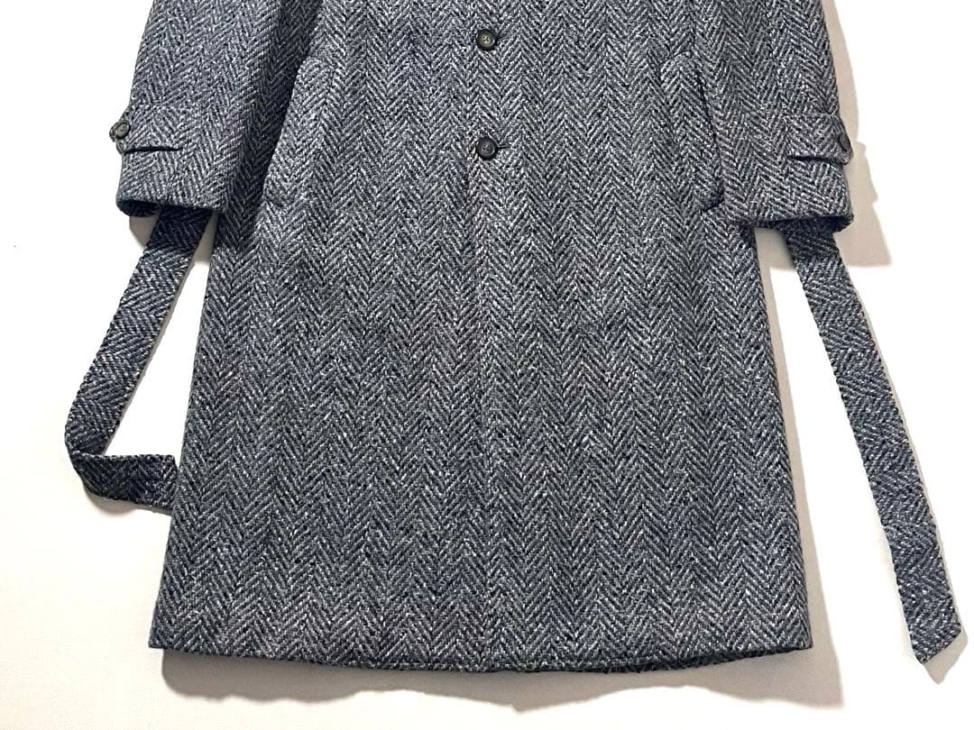 【美品】AGNONA　ステンカラー コート　ベルテッド　ツイード　ヘリンボーン