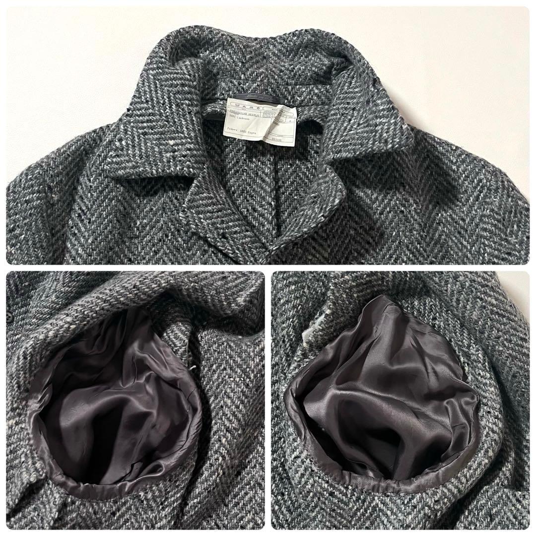 【美品】AGNONA　ステンカラー コート　ベルテッド　ツイード　ヘリンボーン