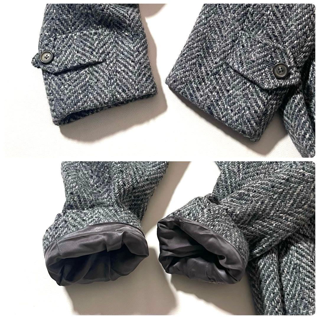 【美品】AGNONA　ステンカラー コート　ベルテッド　ツイード　ヘリンボーン