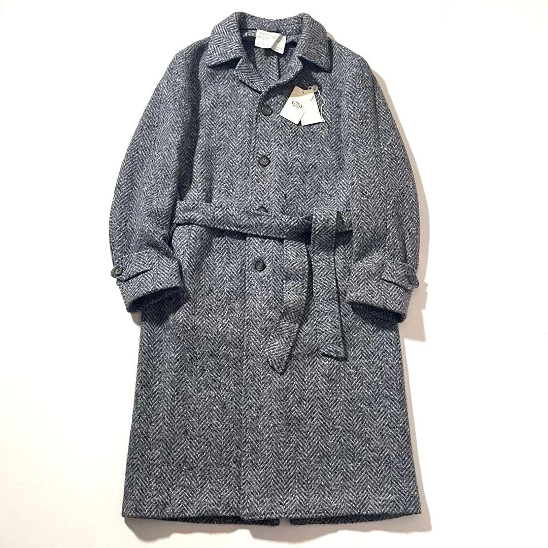 【美品】AGNONA　ステンカラー コート　ベルテッド　ツイード　ヘリンボーン