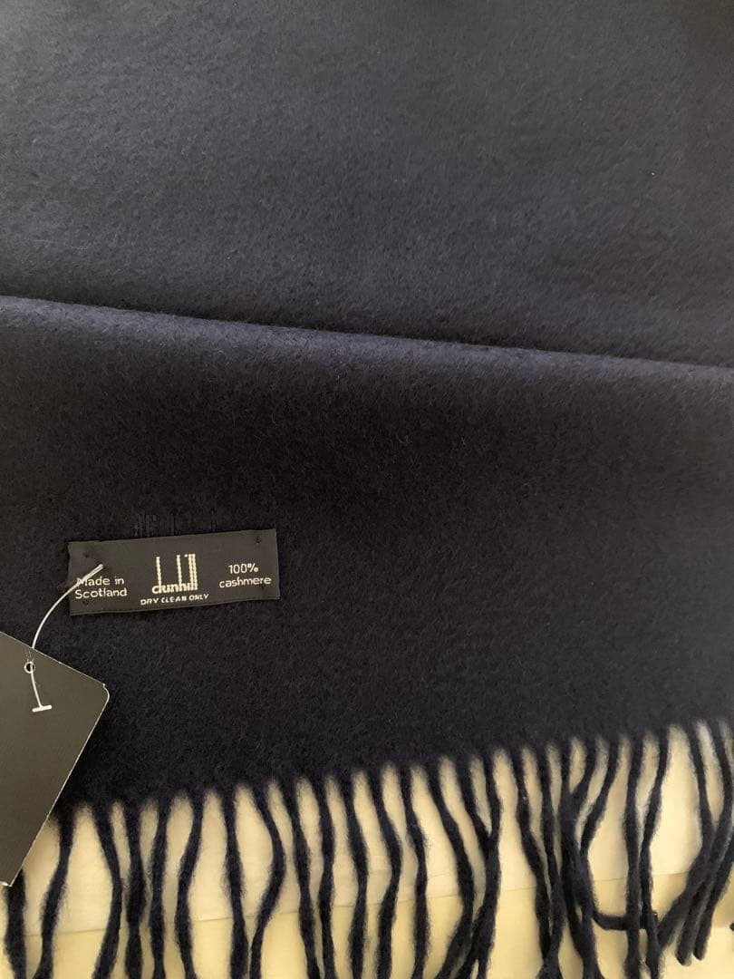Dunhill ダンヒル マフラー 総カシミヤ　ネイビー　百貨店購入　大幅値下げ
