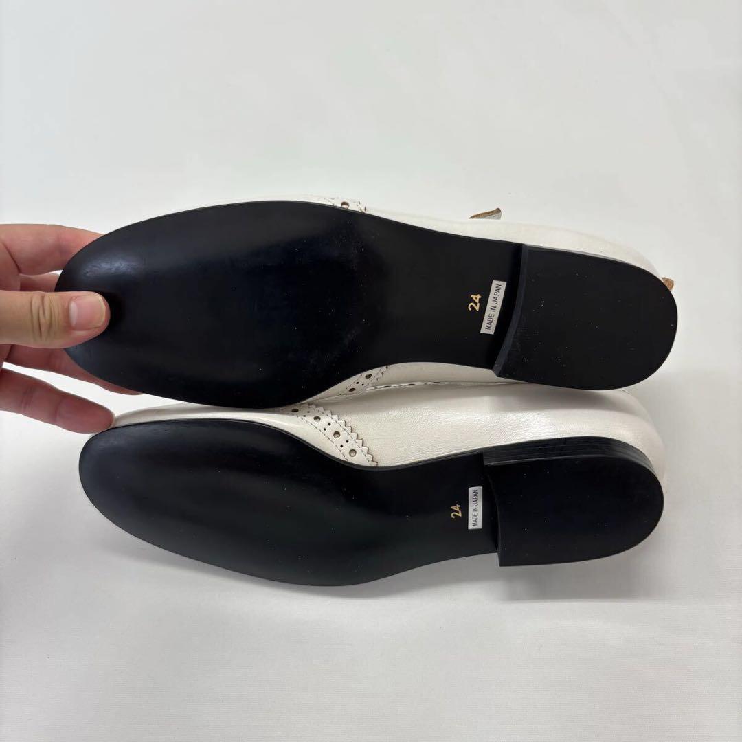 未使用 タオ ギャルソン レザー ストラップ シューズ ウイングチップ 24cm